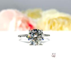 Round CZ Sterling Silver Engagement Ring Basket Cathedral Setting