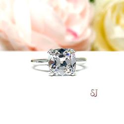Old Mine Cut 8mm CZ Split Prong Engagement Ring