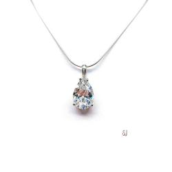 Pear CZ Pendant Sterling Silver Necklace Near Colorless Cubic Zirconia