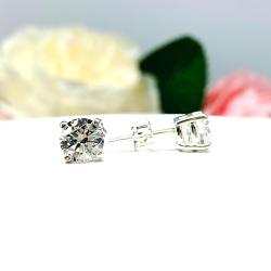 Round-Cut CZ Stud Earrings • 5mm—8mm, Sterling Silver