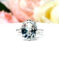 Genuine Aquamarine Ring Size 4.75 – 11x9mm Oval, Sterling Silver