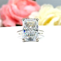 Radiant Cubic Zirconia Engagement Ring – 14x10mm, Sterling Silver