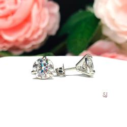 Round-Cut Moissanite Martini Stud Earrings • 5mm—7mm, 14k White Gold