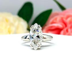 Marquise CZ Engagement Ring Size 6 – 14x7mm, Near Colorless, Sterling Silver