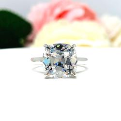 Old Mine CZ Engagement Ring Size 6 – 10mm, Near Colorless, Sterling Silver
