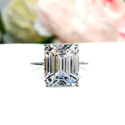 Elongated Asscher CZ Engagement Ring Sizes 6.5, 8 – 12x10mm, Sterling Silver