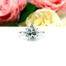 Oval-Cut Genuine Aquamarine Ring Size 8 • 10x8mm, Sterling Silver