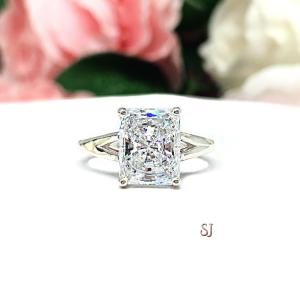 Radiant Cubic Zirconia 10x8mm Engagement Lower Profile Ring
