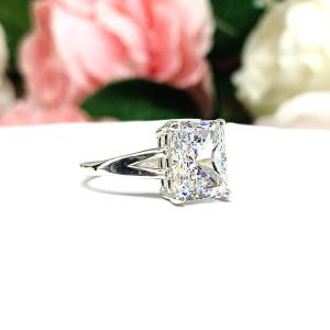 Radiant Cubic Zirconia 10x8mm Engagement Lower Profile Ring