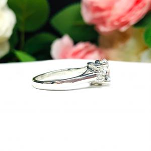 Oval CZ Round Accents Engagement Ring 8x6mm 1.25 Carats