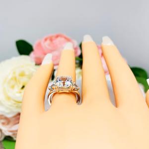Asscher & Trillion-Cut CZ Engagement Ring • 8mm—10mm, Sterling Silver