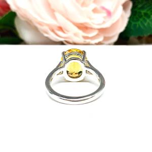 Oval-Cut Golden Citrine Solitaire Ring • 12x10mm, Sterling Silver