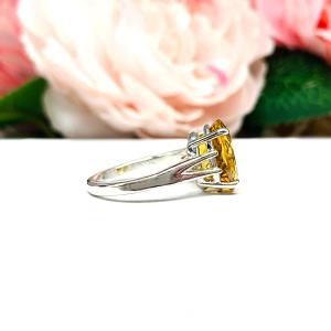 Oval-Cut Golden Citrine Solitaire Ring • 12x10mm, Sterling Silver
