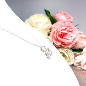 Sterling silver necklace with round-cut colorless cubic zirconia pendant in a 3-prong martini basket setting with a single bail, available in seven sizes.