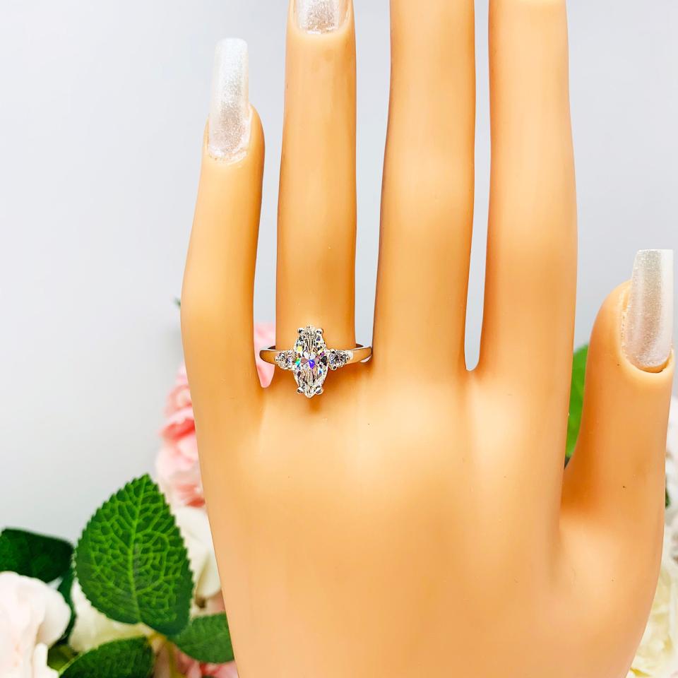 Marquise-Cut CZ Engagement Ring • 10x5mm—14x7mm, Sterling Silver