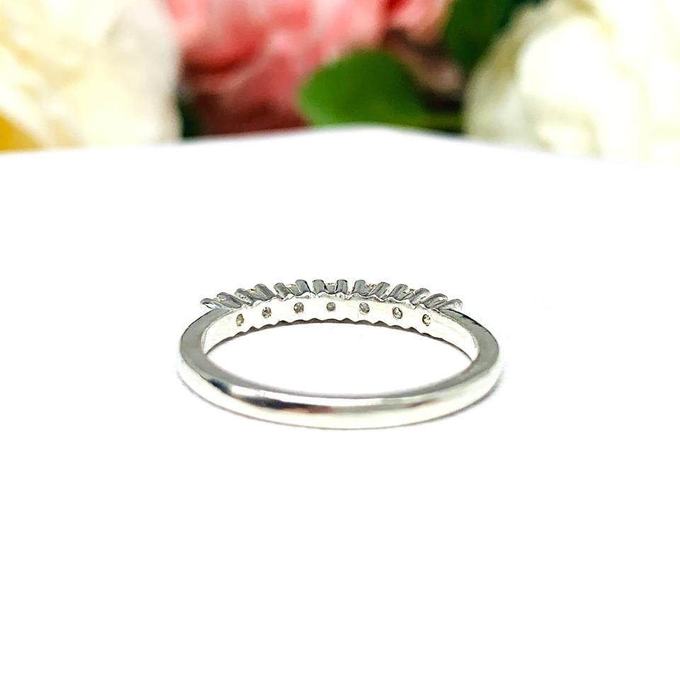 Yellow Round CZ Wedding Band • 2mm, 7-Stone, Sterling Silver