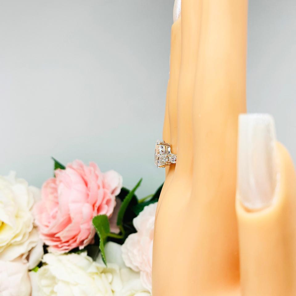 Pear Cubic Zirconia Round Accents Engagement Ring