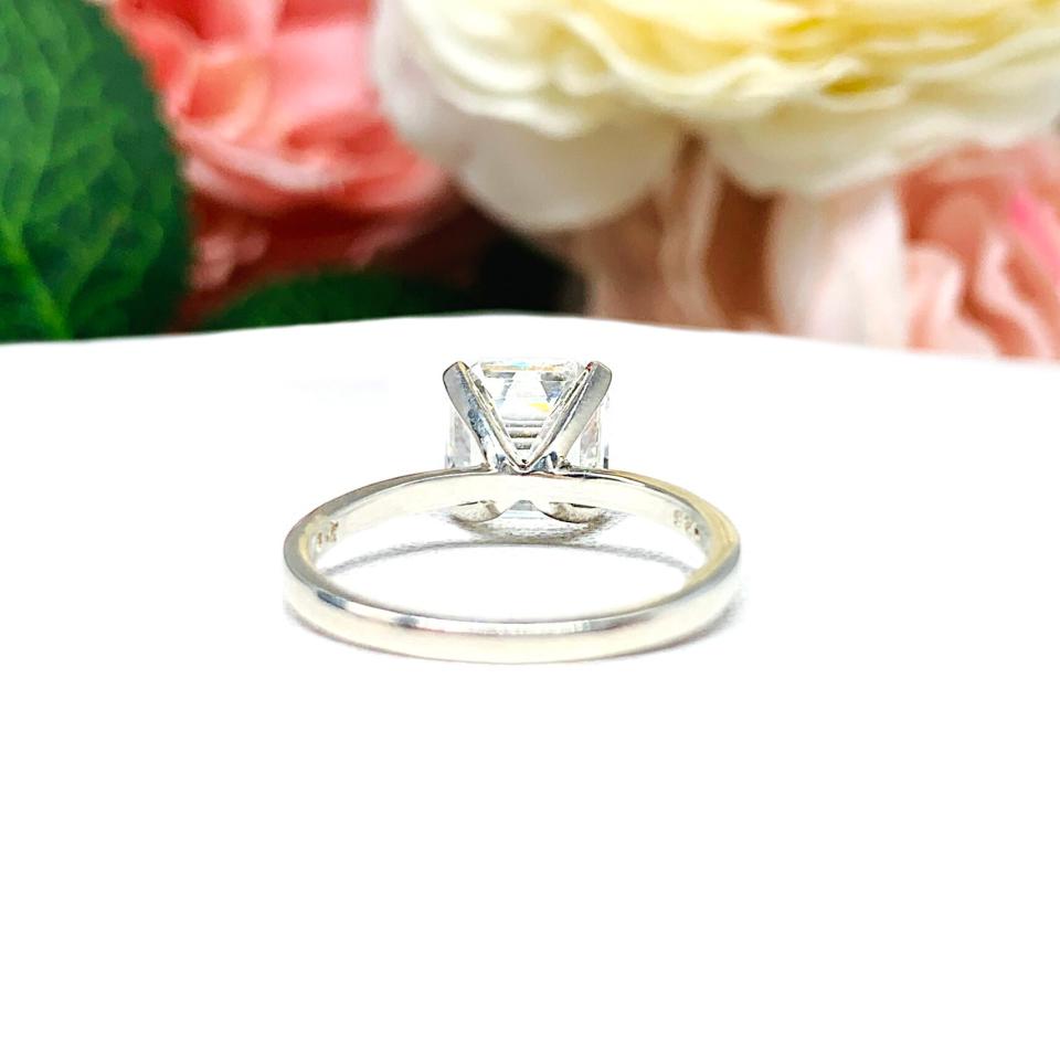 Asscher Cubic Zirconia Engagement Ring – 8mm, Sterling Silver