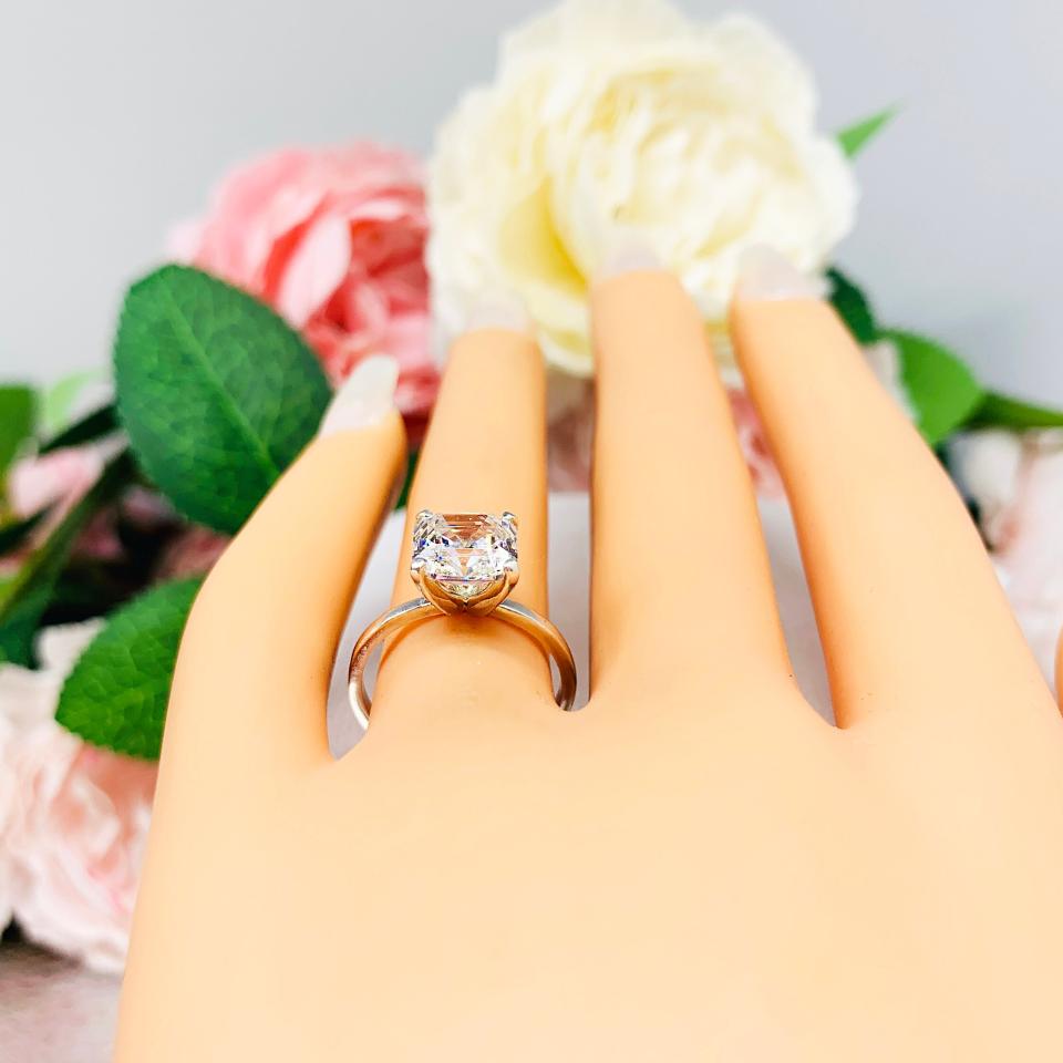 Asscher Cubic Zirconia Engagement Ring – 8mm, Sterling Silver