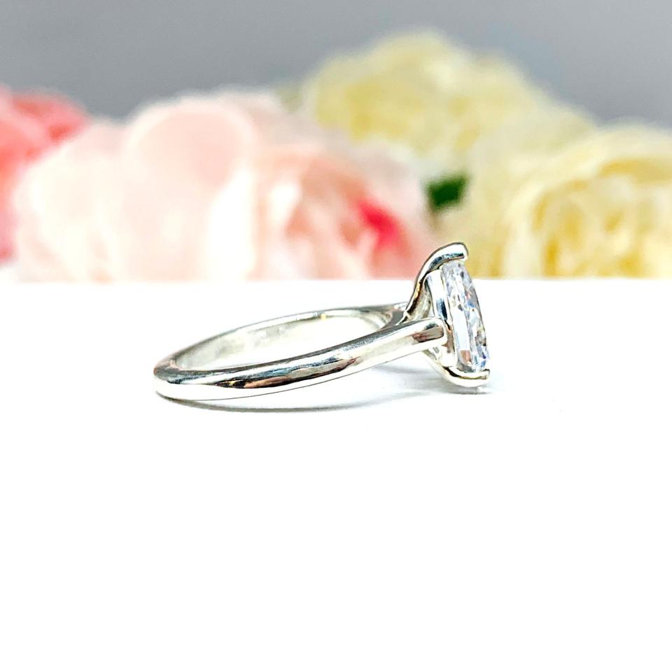 Pear-Cut CZ Engagement Ring • 8x5mm—12x8mm, Sterling Silver
