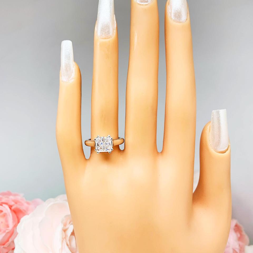 Princess-Cut CZ Engagement Ring • 7mm, 8mm, Sterling Silver, High Profile