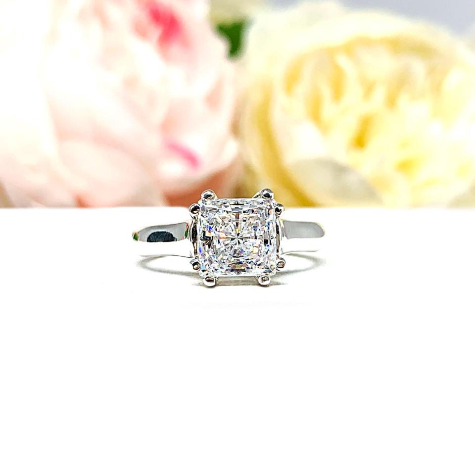 Princess-Cut CZ Engagement Ring • 7mm, 8mm, Sterling Silver, High Profile