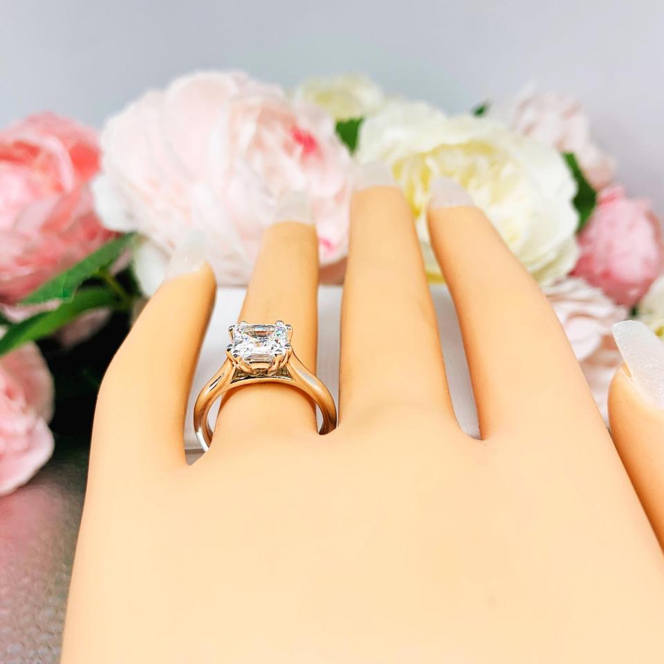 Princess-Cut CZ Engagement Ring • 7mm, 8mm, Sterling Silver, High Profile