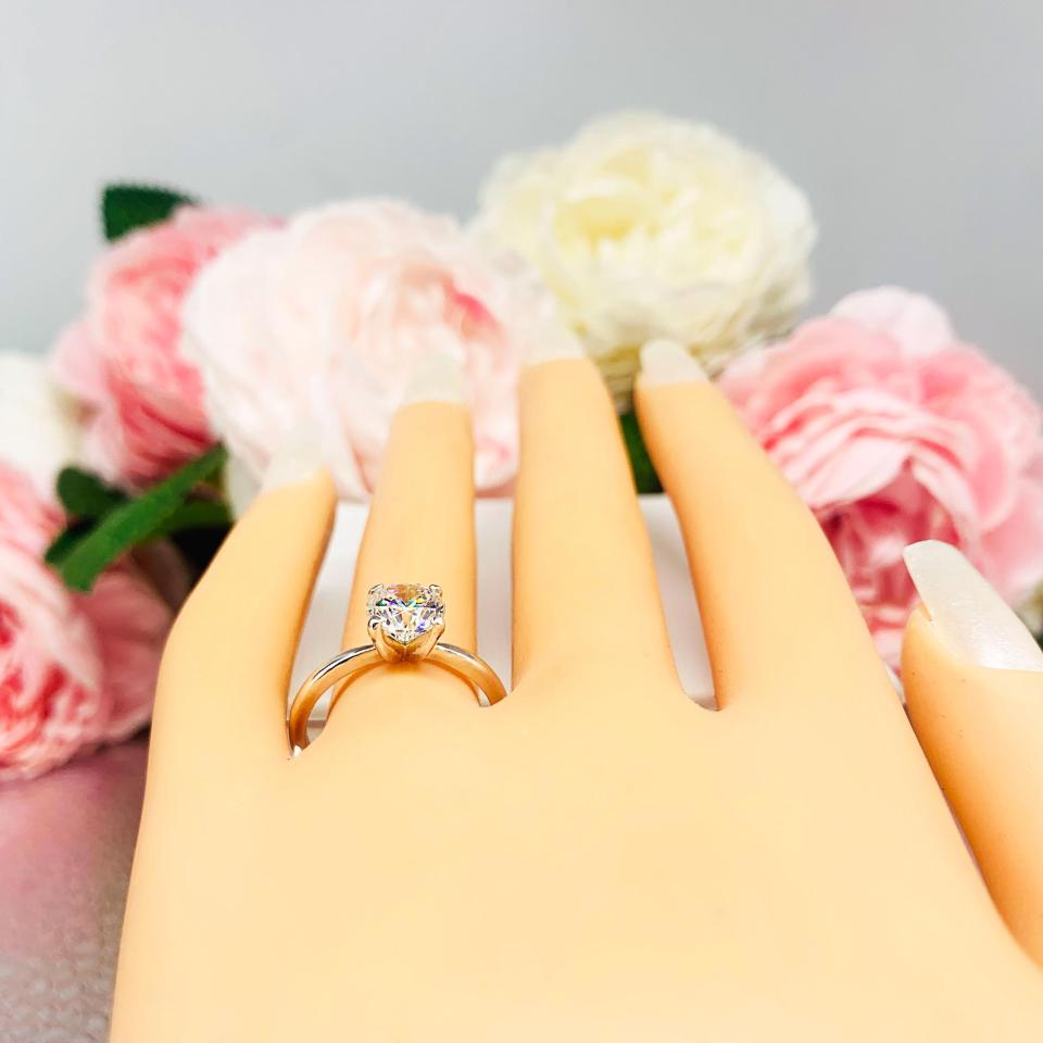 Round-Cut CZ Engagement Ring • 5mm—9mm, Near Colorless, Sterling Silver