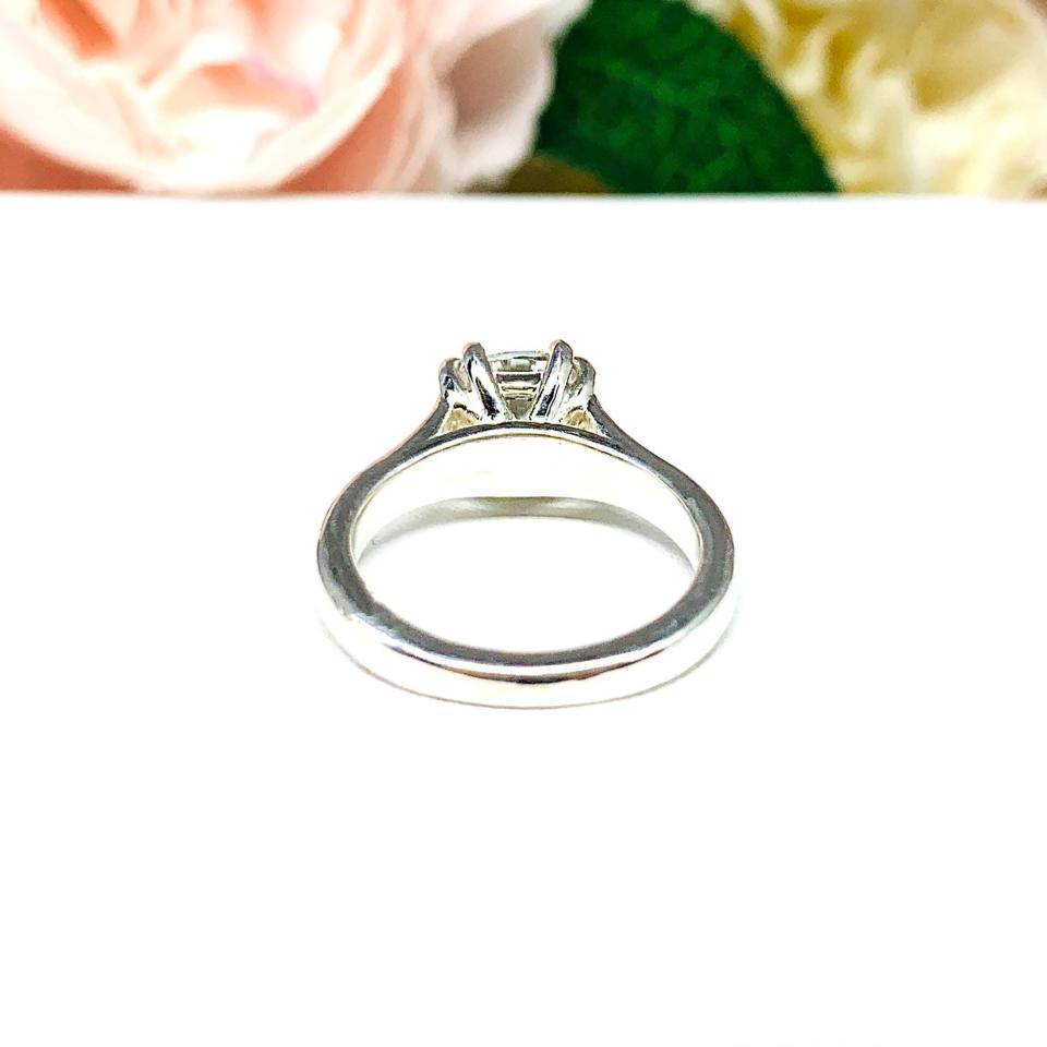 Cushion-Cut CZ Engagement Ring • 7mm, 8mm, Sterling Silver, Double Prong